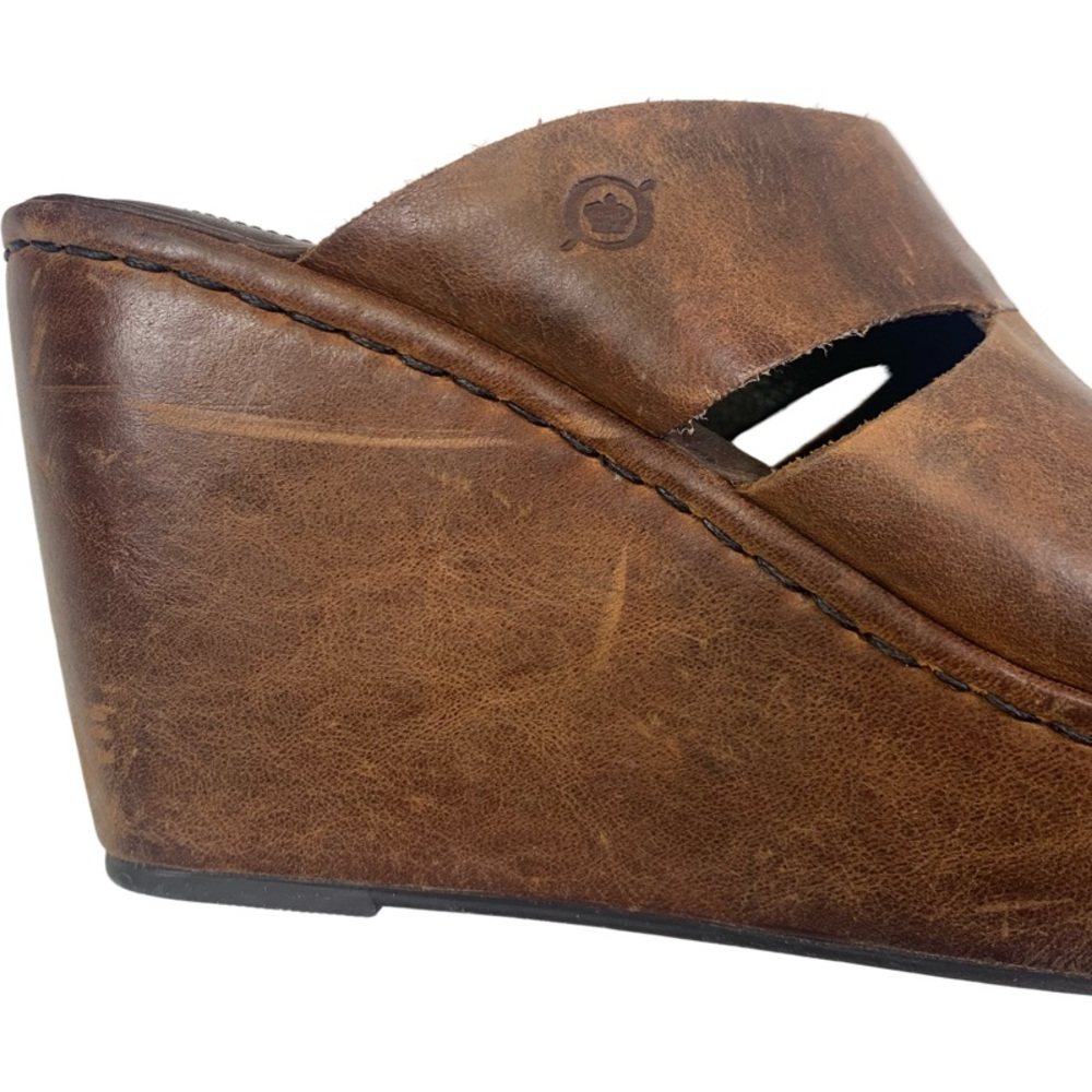 BORN Brown Amalia Wrapped Wedge Slide Sandals - Picture 8 of 13